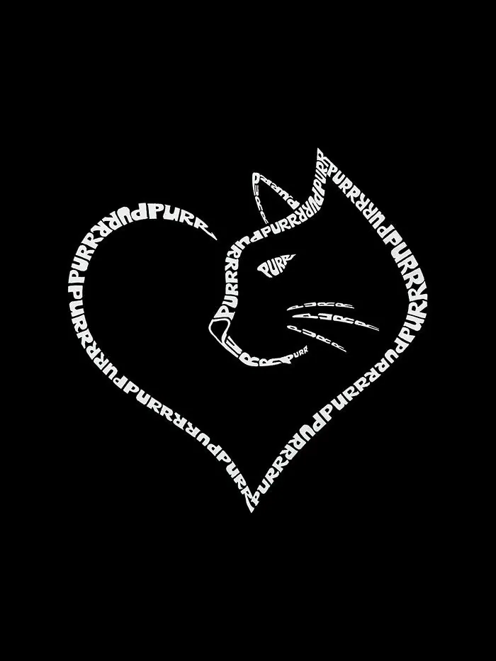 Мужская футболка с принтом «Кошачье сердце» Word Art LA Pop Art — изображение 3 из 5, черный