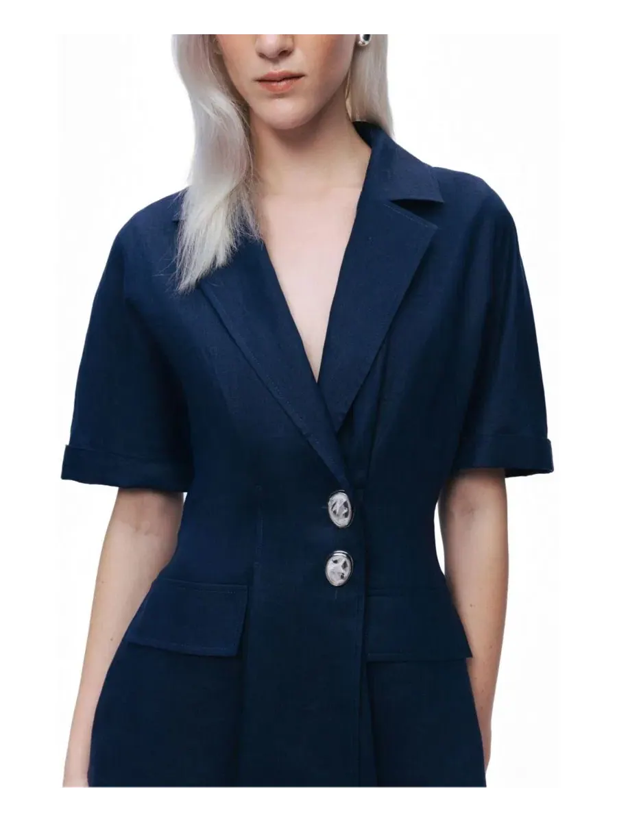 Блейзер с коротким рукавом Notched Lapel NOCTURNE — изображение 1 из 6, темно-синий