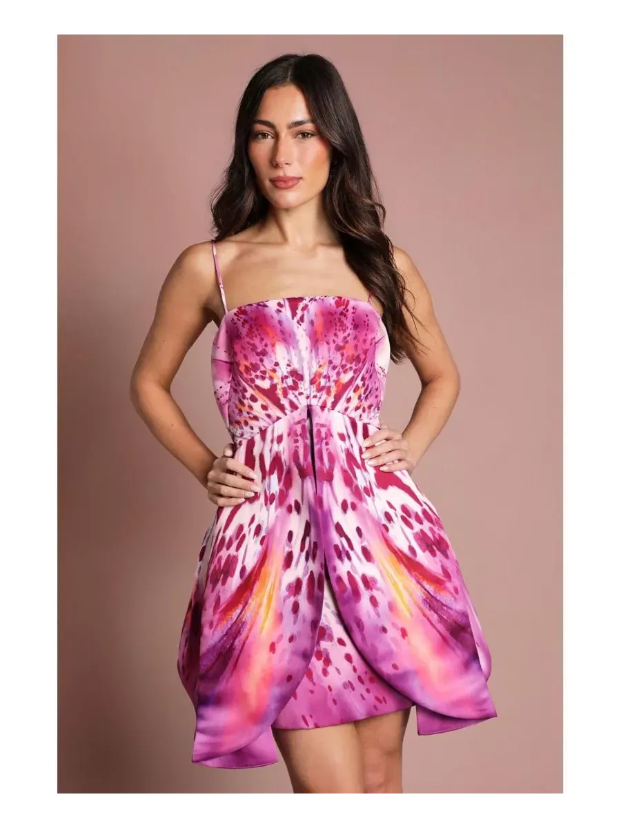 Платье-трапеция Muse Floral-Print A-Line Mini Dress Coast — изображение 4 из 4, маджента