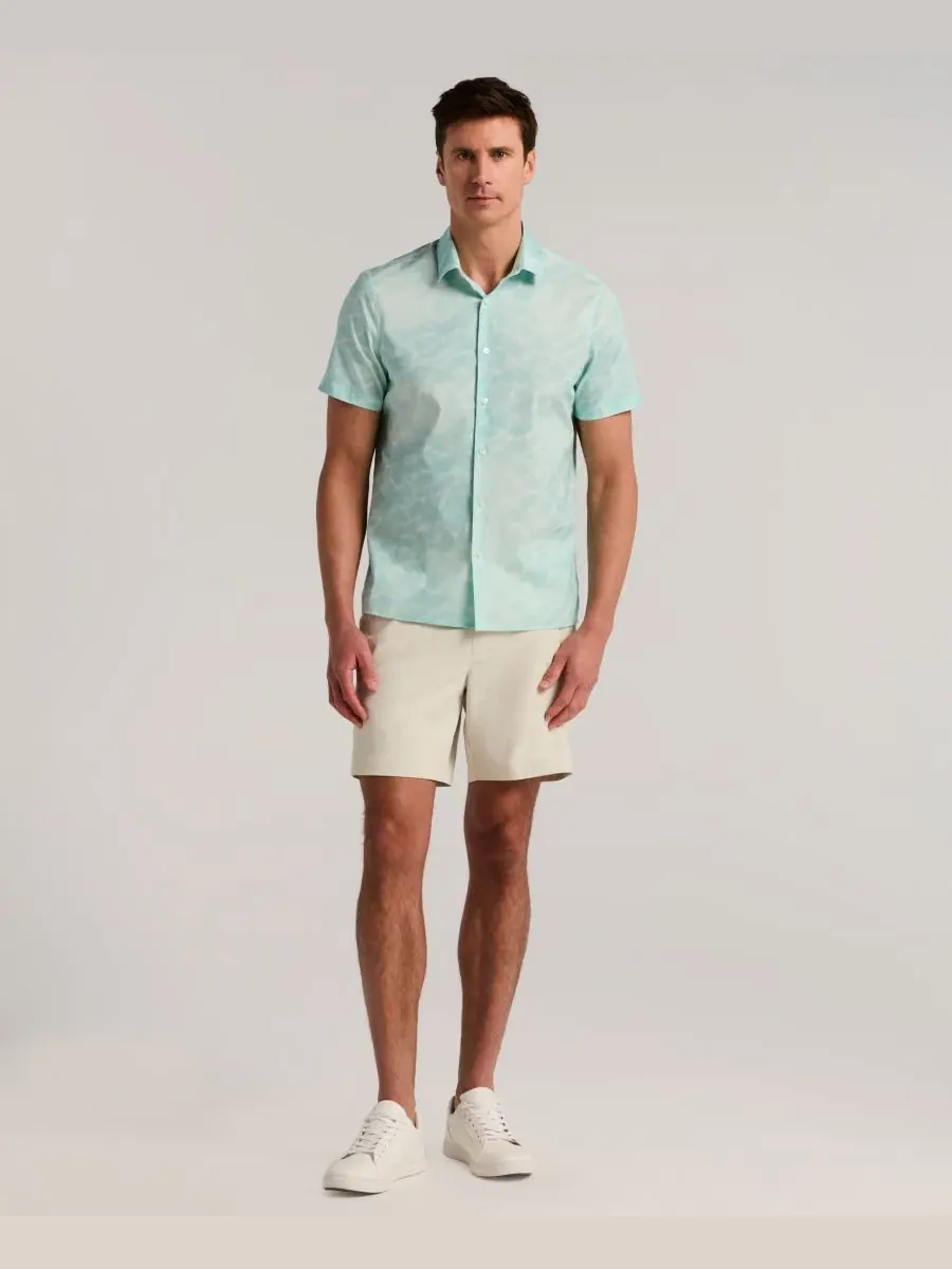 Мужская рубашка с коротким рукавом и принтом Perry Ellis — изображение 2 из 5, небесный