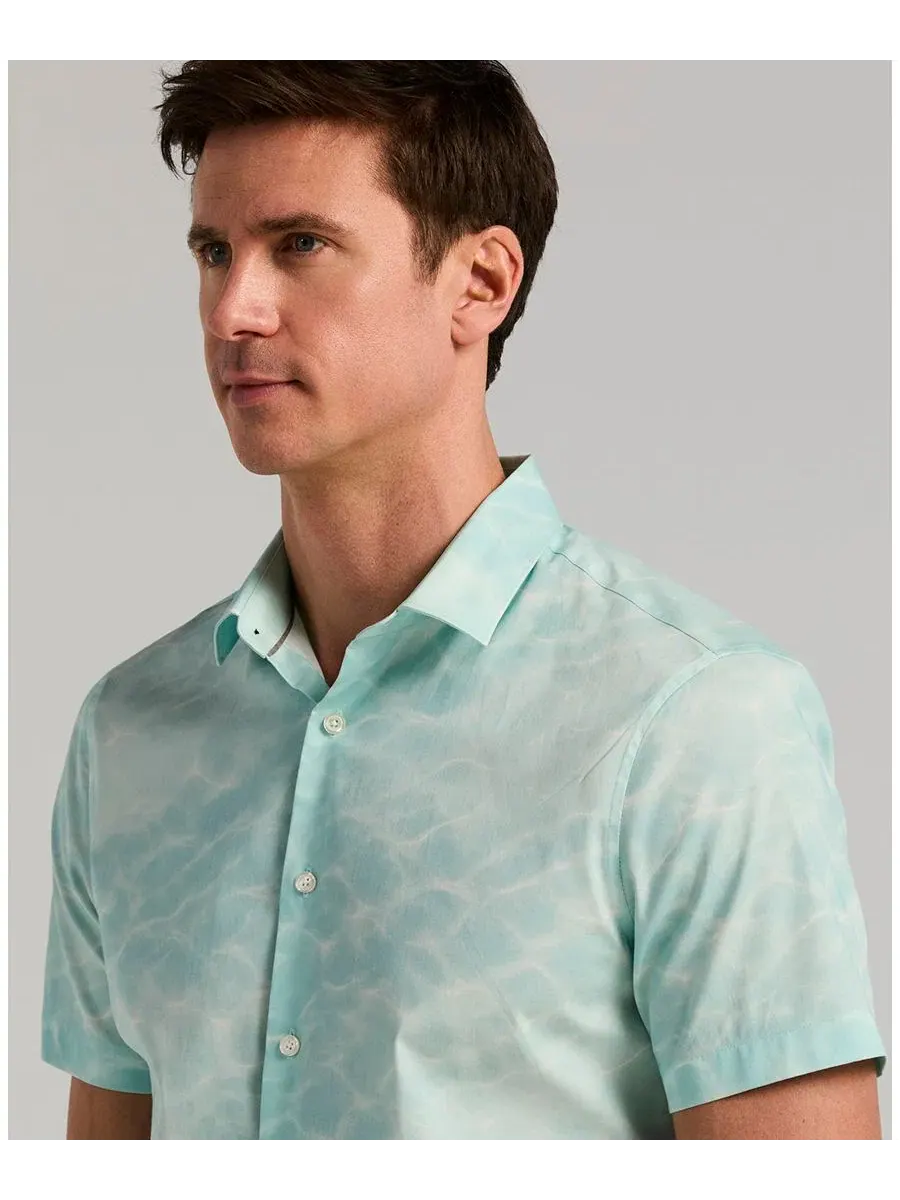 Мужская рубашка с коротким рукавом и принтом Perry Ellis — изображение 4 из 5, небесный