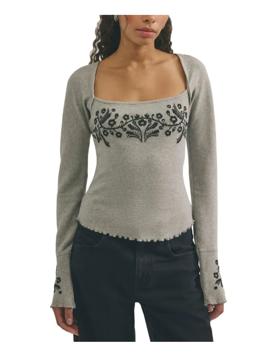 Футболка с квадратным вырезом и вышивкой Olivia Free People