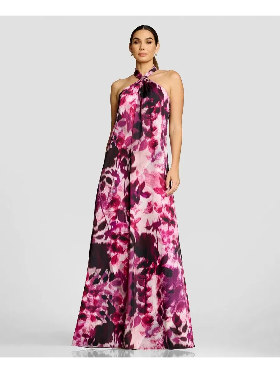 Макси-платье-комбинация с принтом, с завязками на шее, модель Gathered Halter Neck Dress the — изображение 3 из 7