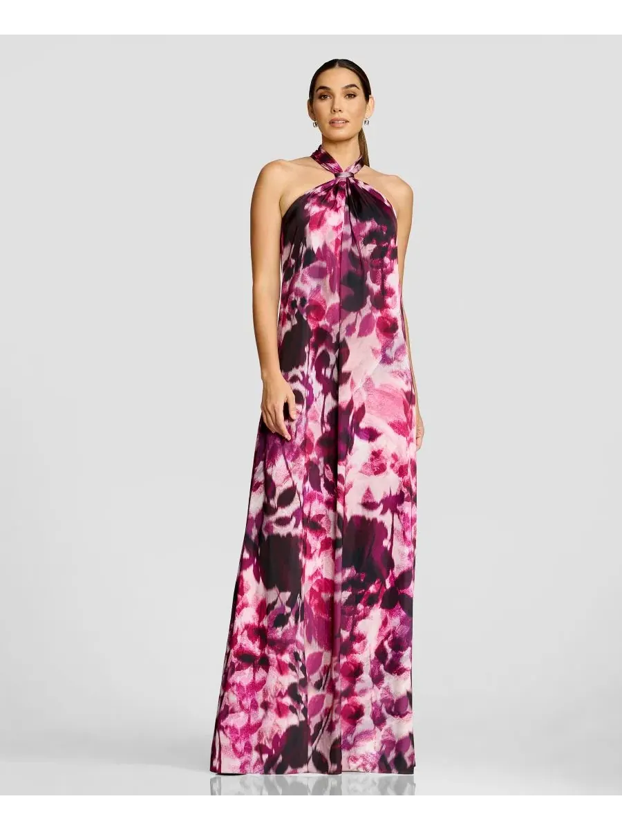 Макси-платье-комбинация с принтом, с завязками на шее, модель Gathered Halter Neck Dress the — изображение 4 из 7