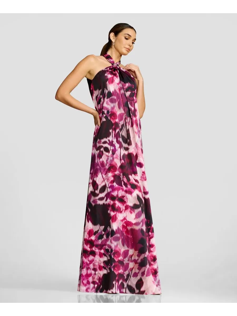 Макси-платье-комбинация с принтом, с завязками на шее, модель Gathered Halter Neck Dress the — изображение 5 из 7
