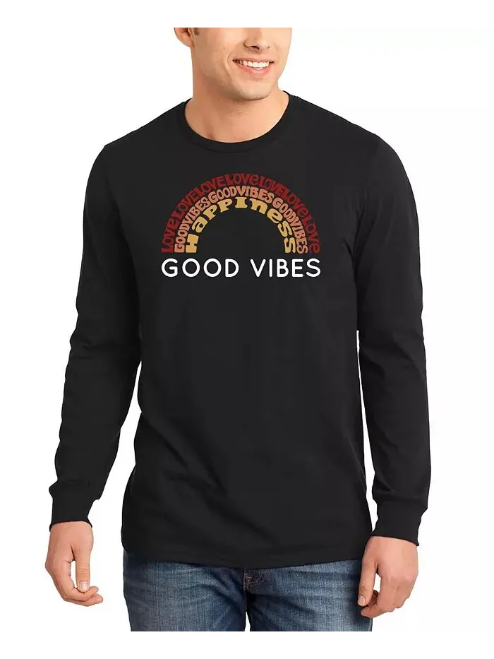Футболка мужская Good Vibes Word Art с длинным рукавом LA Pop Art — изображение 1 из 2, черный