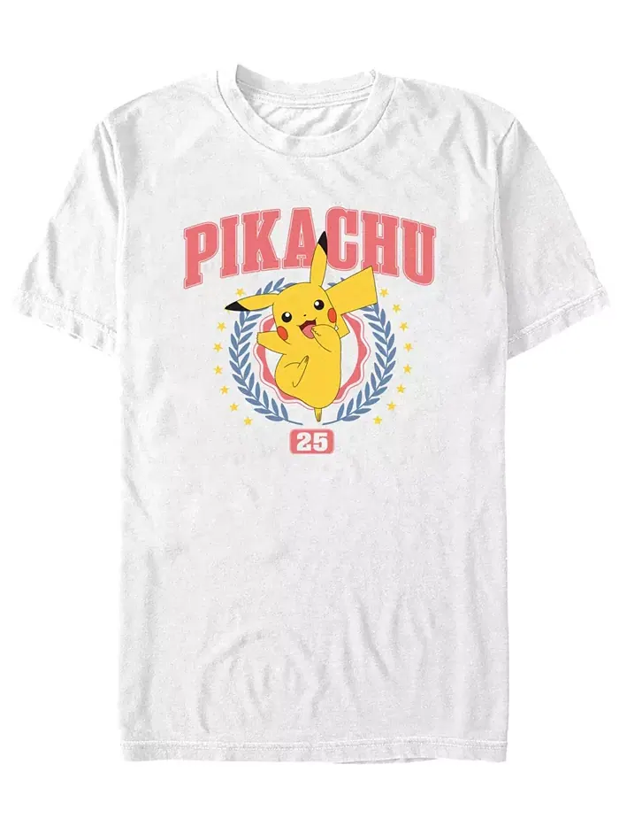 Футболка мужская Pokémon Pikachu Collegiate с коротким рукавом Pokemon — изображение 1 из 3, белый