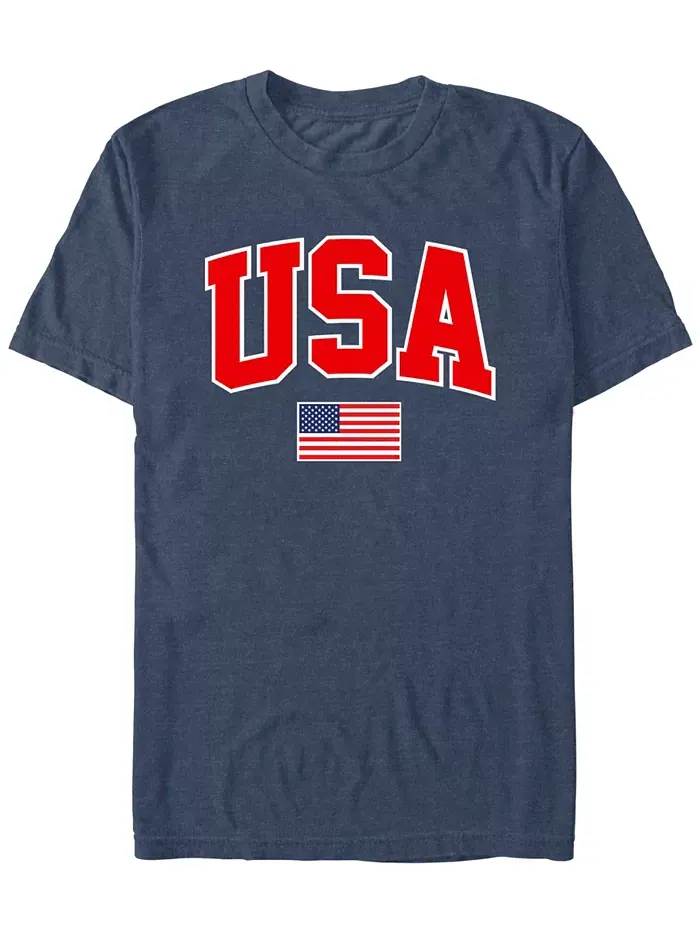 Мужская футболка с коротким рукавом USA Collegiate and Flag Generic Additude — синий