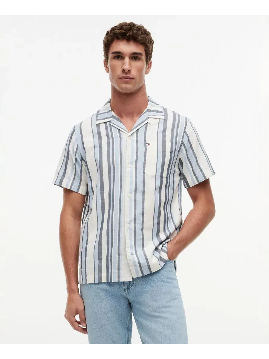 Рубашка с коротким рукавом и полосатым принтом Structure Multi Stripe Tommy Hilfiger