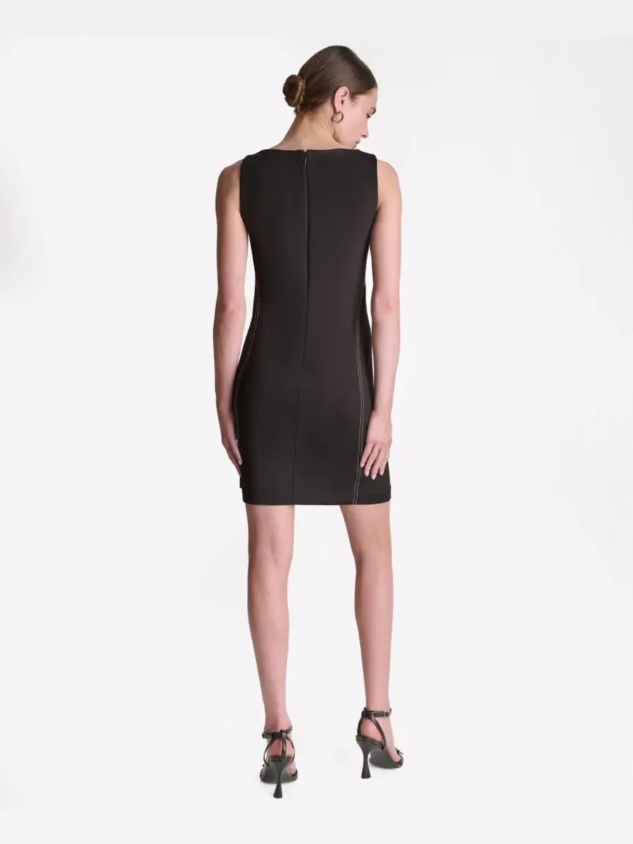 Платье-трапеция из скубы с контрастной отстрочкой BCBG — изображение 3 из 3, черный
