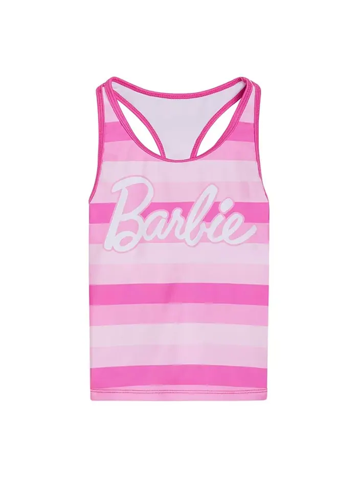 Детский комплект для плавания: топ-танкини с ракушкой UPF 50+ и шорты Barbie — изображение 3 из 6, розовый