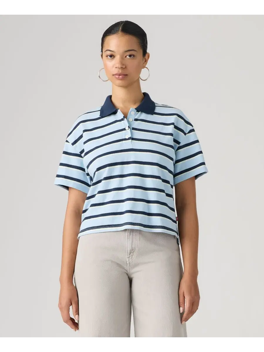 Женское поло-рубашка Didion Rugby с коротким рукавом Levi's, Pepper Stripe Angel Falls — изображение 1 из 4