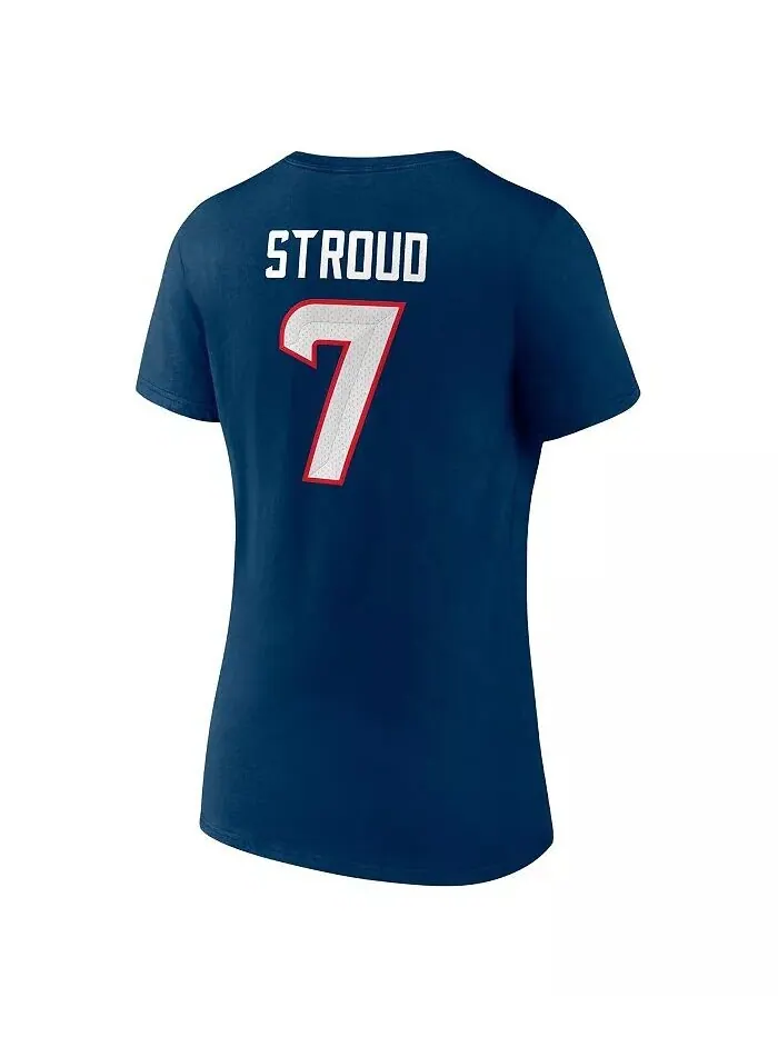 Женский С . Темно-синяя футболка Stroud Houston Texans Icon с именем игрока и номером с V-образным — изображение 3 из 3