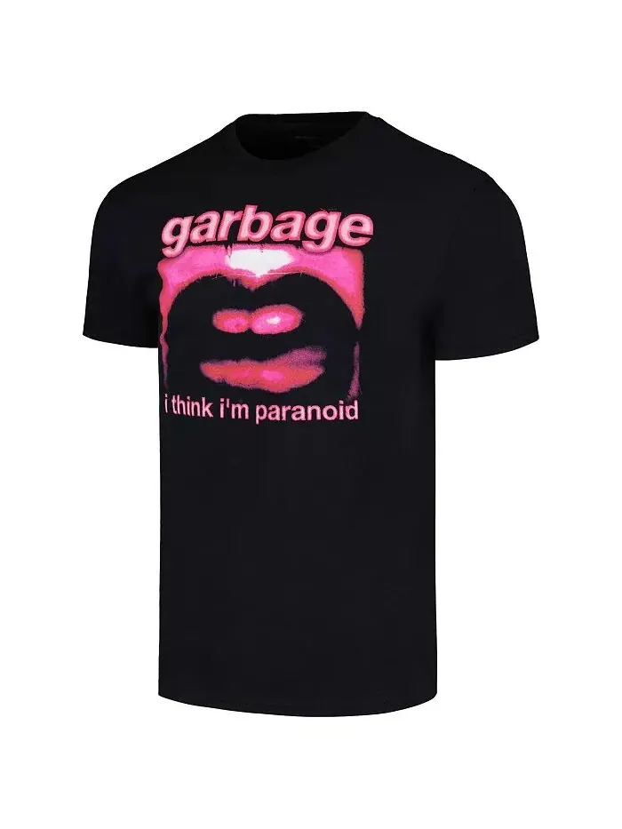 Мужская черная футболка с принтом Garbage Paranoid Manhead Merch — изображение 2 из 3
