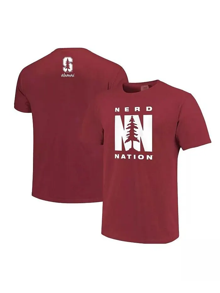 Мужская цветная футболка Cardinal Stanford Cardinal Nerd Nation Comfort Image One — красный