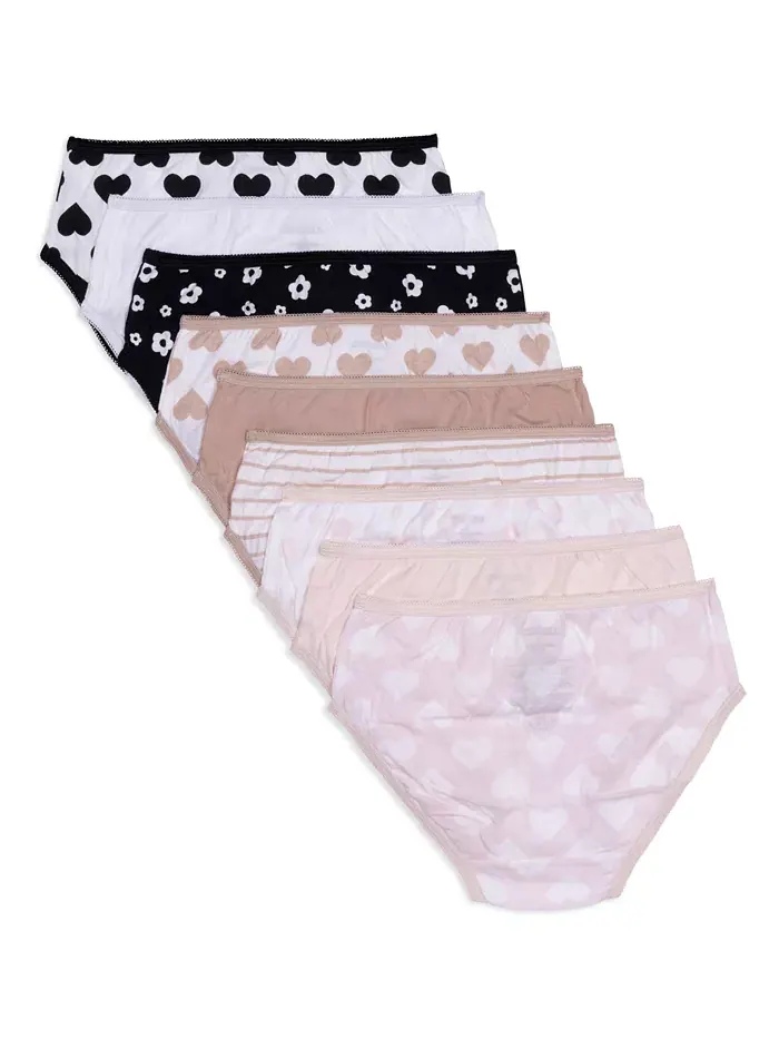 Трусики Little & Big Girls Graphic Basics, 9 штук Maidenform — изображение 2 из 3, коричневый/бежевый