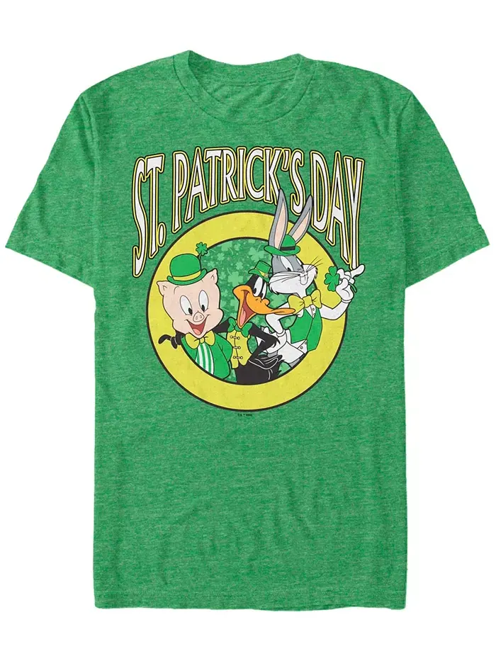Мужская футболка с коротким рукавом Looney Team St Pats Looney Tunes — зеленый
