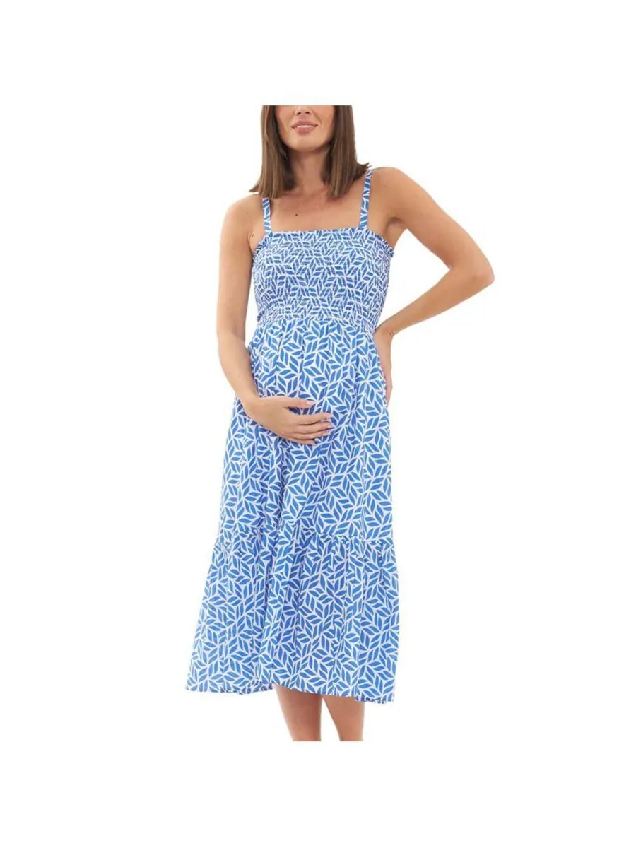 Платье-капри с присборенной юбкой, белое/лазурное Ripe Maternity — изображение 1 из 3, белый