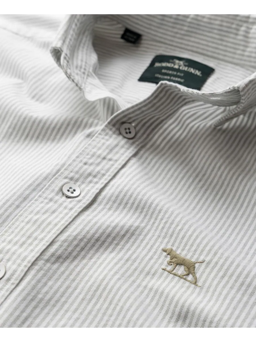 Мужская спортивная рубашка Gunn Oxford Stripe с длинными рукавами и полосками Rodd & Gunn — изображение 3 из 6, хаки
