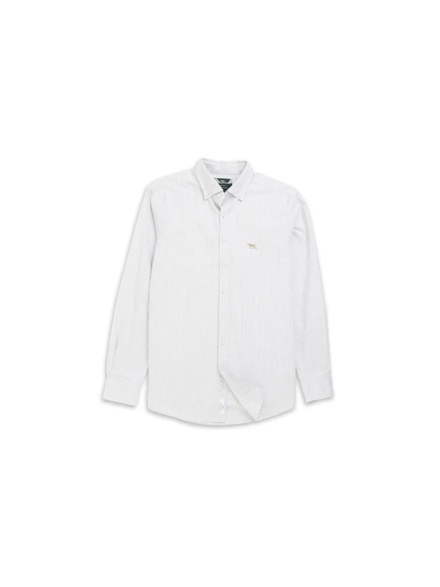 Мужская спортивная рубашка Gunn Oxford Stripe с длинными рукавами и полосками Rodd & Gunn — изображение 4 из 6, хаки
