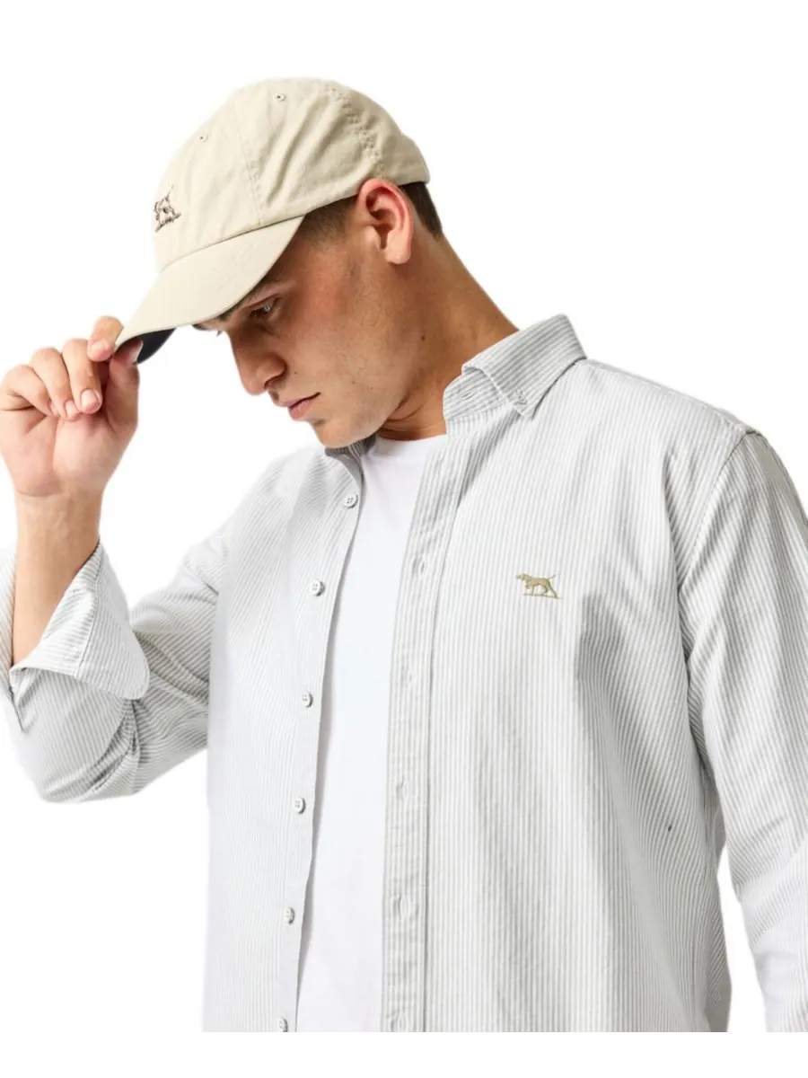 Мужская спортивная рубашка Gunn Oxford Stripe с длинными рукавами и полосками Rodd & Gunn — изображение 5 из 6, хаки