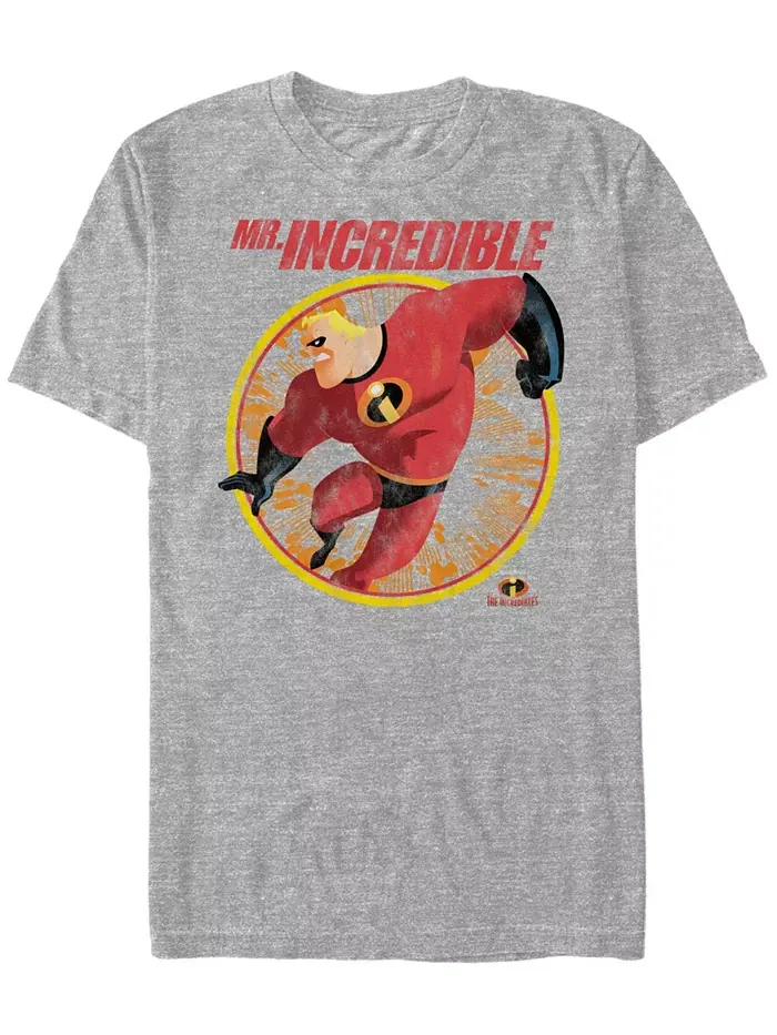 Футболка мужская Disney Pixar The Incredibles Strong Pose с коротким рукавом Fifth Sun — изображение 1 из 1, серый