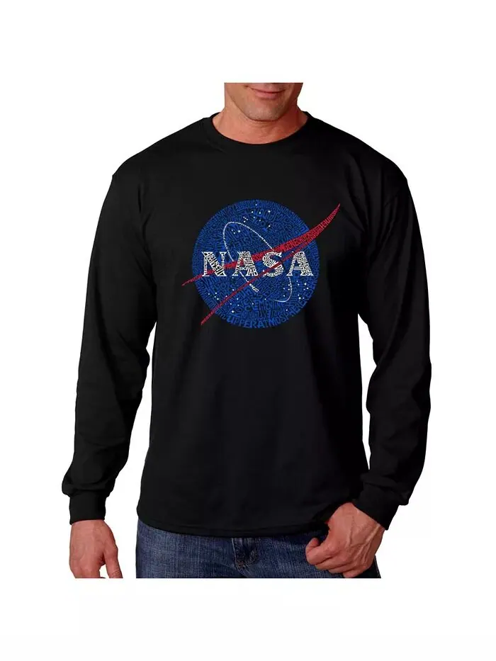 Футболка мужская Word Art с длинным рукавом - логотип Nasa Meatball LA Pop Art — изображение 1 из 2, черный