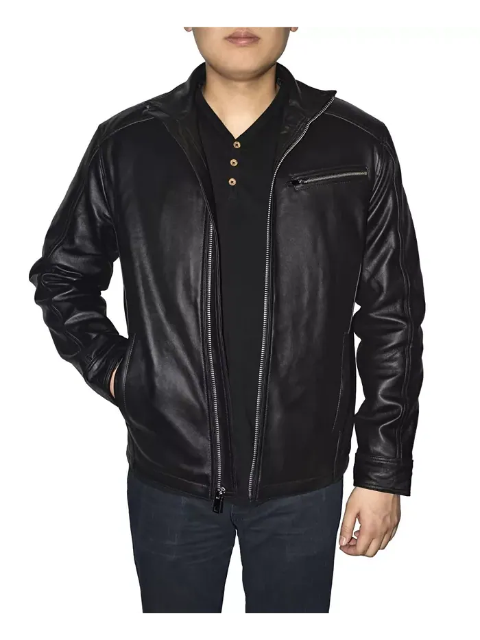 Ретро кожаная мужская куртка Racing Jacket Victory Sportswear