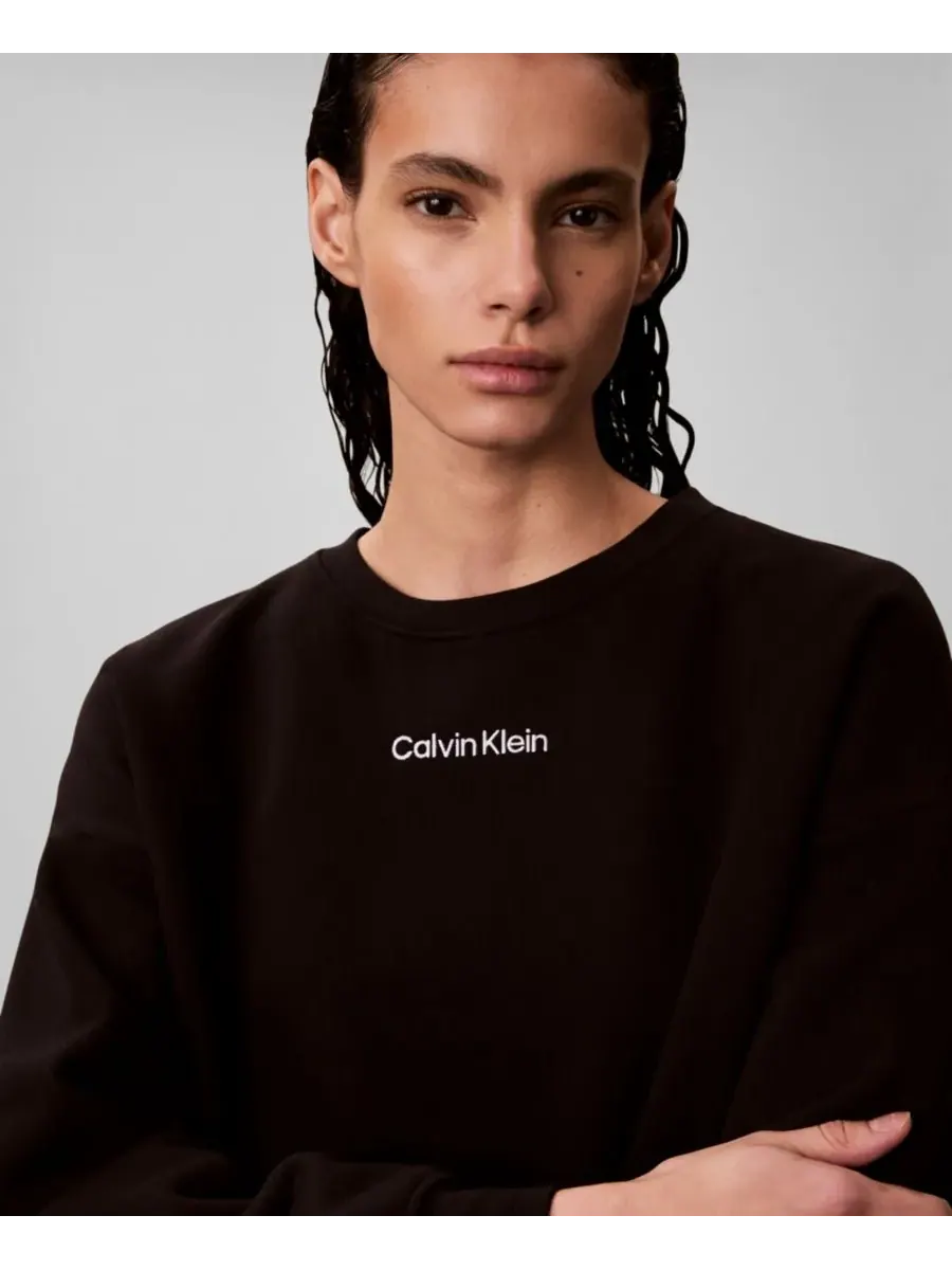 Женская толстовка с круглым вырезом и длинными рукавами Calvin Klein Performance — изображение 3 из 5, черный