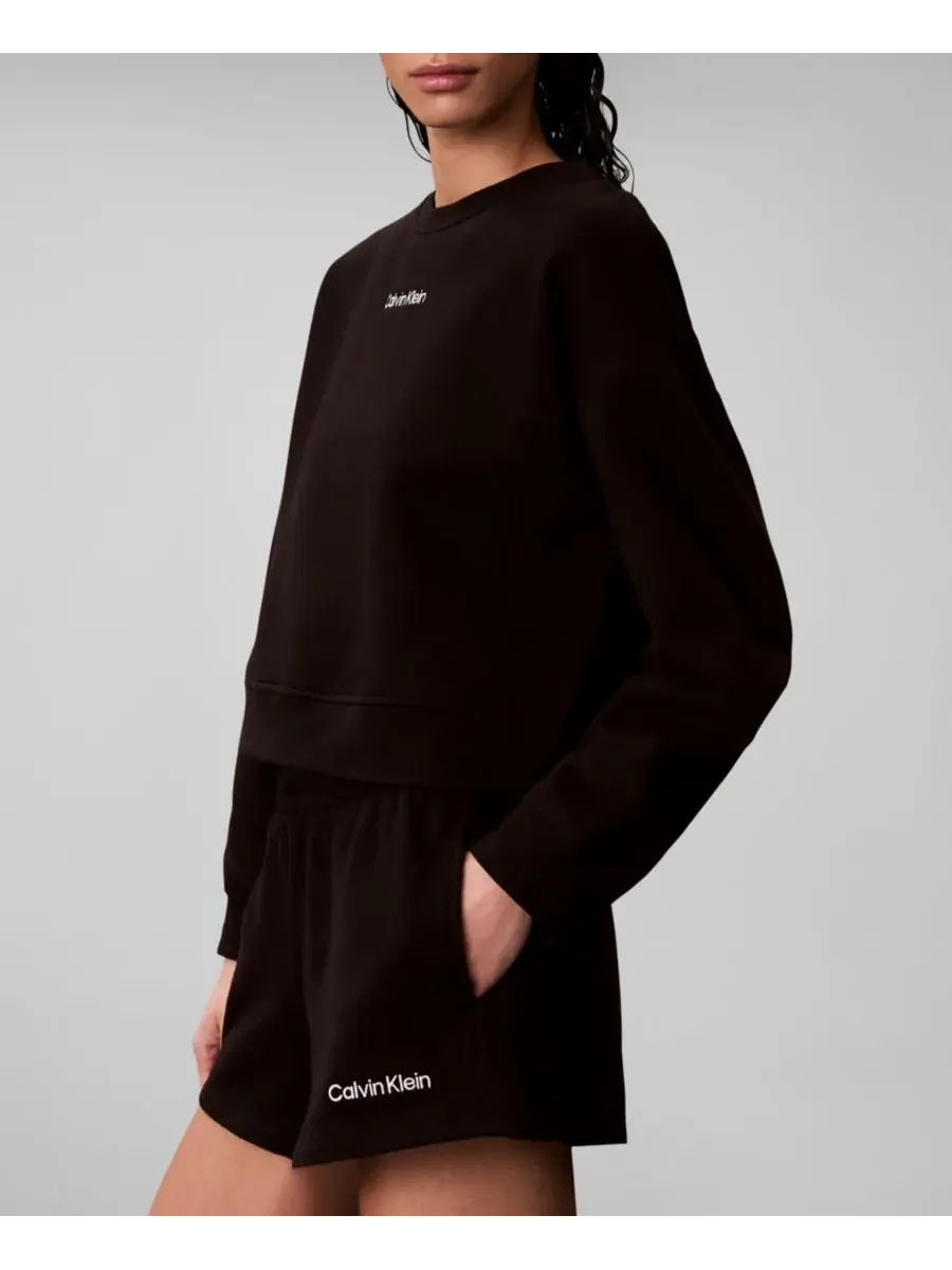 Женская толстовка с круглым вырезом и длинными рукавами Calvin Klein Performance — изображение 4 из 5, черный