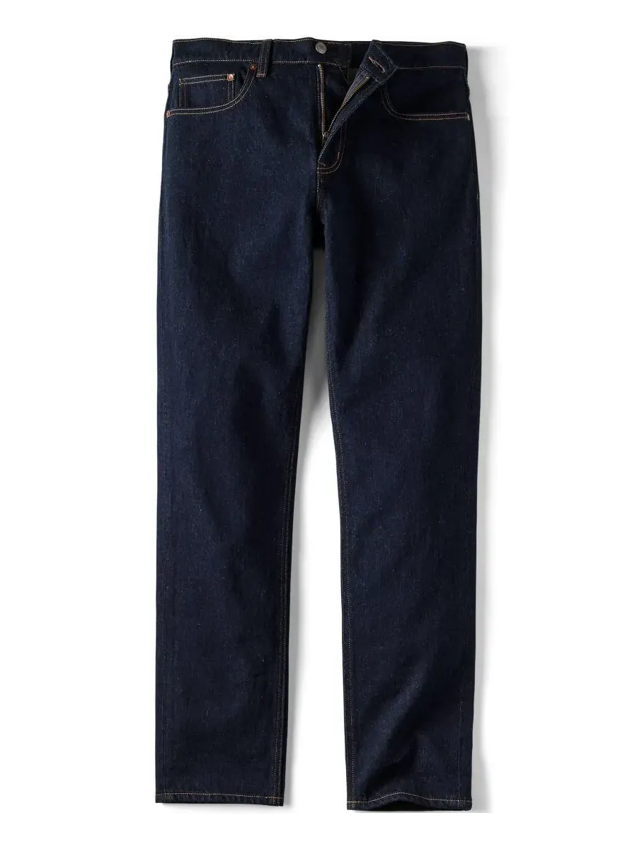 Lands' End Мужские джинсы Forever Blue из эластичной ткани, зауженного кроя — изображение 2 из 3, синий