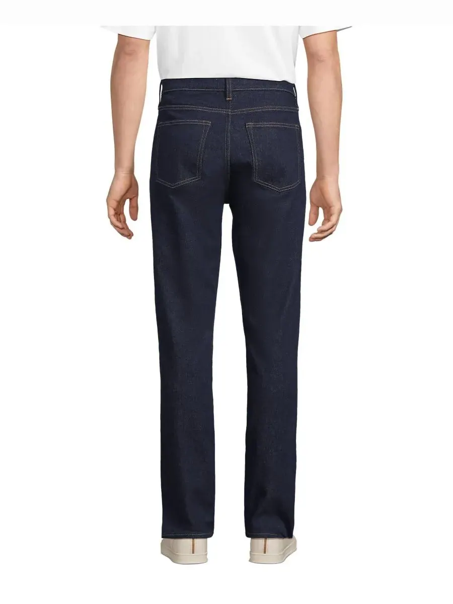 Lands' End Мужские джинсы Forever Blue из эластичной ткани, зауженного кроя — изображение 3 из 3, синий