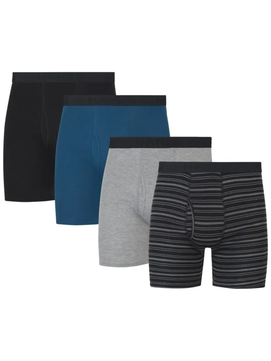 Hanes Мужские хлопковые боксеры Ultimate Cotton, комплект из 4 штук