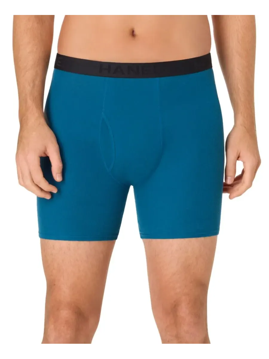 Hanes Мужские хлопковые боксеры Ultimate Cotton, комплект из 4 штук — изображение 3 из 6, разноцветный