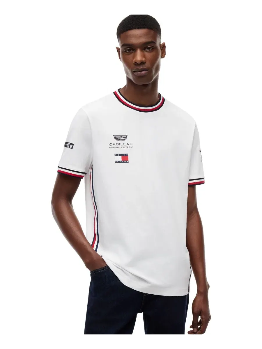 Футболка с коротким рукавом Cadillac F1 для мужчин, модель Drivers 77 Tommy Hilfiger — изображение 1 из 5, белый