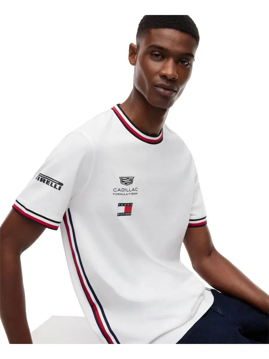 Футболка с коротким рукавом Cadillac F1 для мужчин, модель Drivers 77 Tommy Hilfiger — изображение 4 из 5, белый