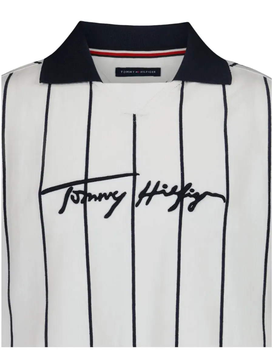 Детская ребристая рубашка с воротником-стойкой для мальчиков 2T-7 Stadium Tommy Hilfiger — изображение 7 из 8, белый