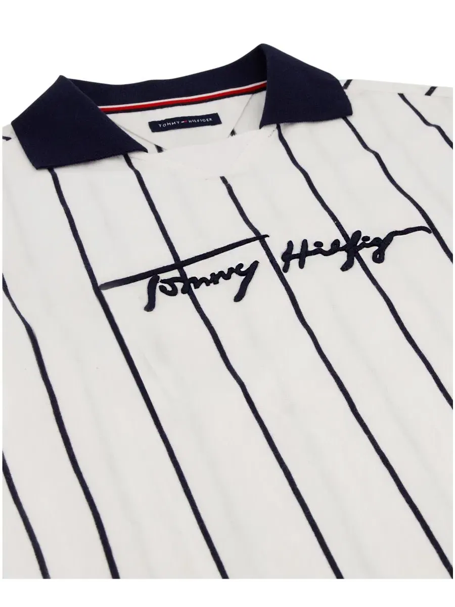 Детская ребристая рубашка с воротником-стойкой для мальчиков 2T-7 Stadium Tommy Hilfiger — изображение 8 из 8, белый