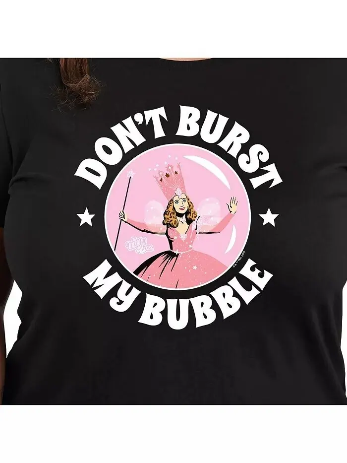 Модная футболка большого размера с рисунком «Волшебник страны Оз» Bubble Hybrid Apparel — изображение 2 из 3, черный