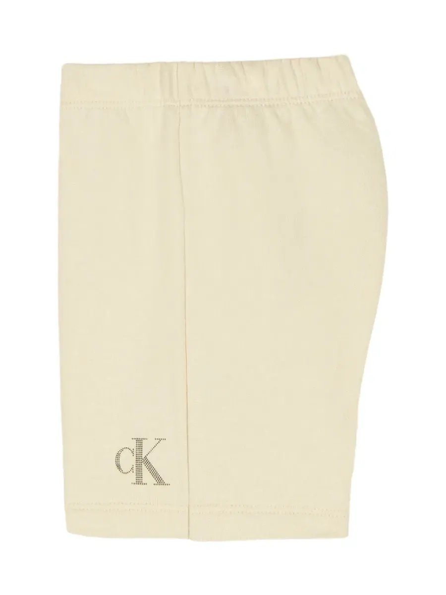 Комплект из футера с логотипом и шортами Calvin Klein — изображение 5 из 6, овсяный