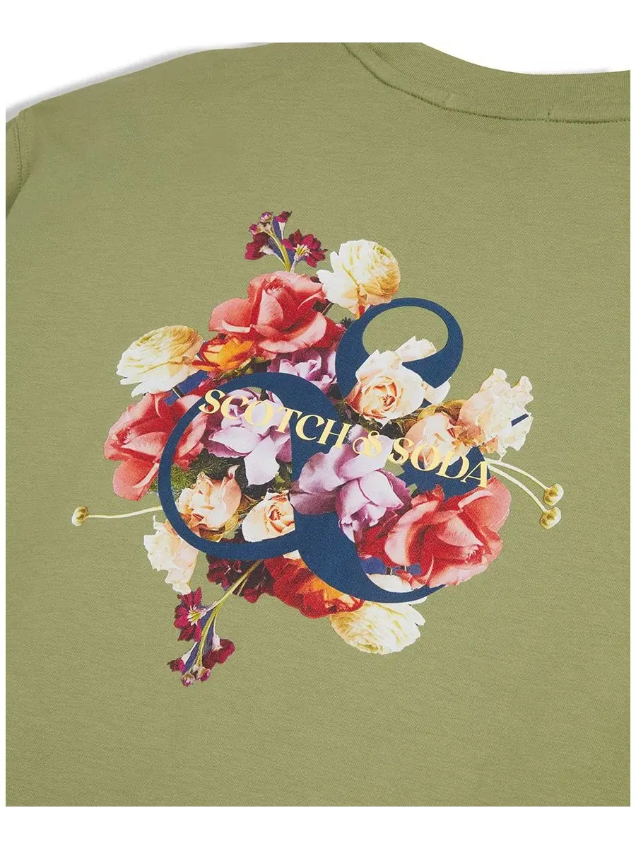 Мужская футболка с графическим принтом SCOTCH & SODA — изображение 3 из 3, оливковый зеленый