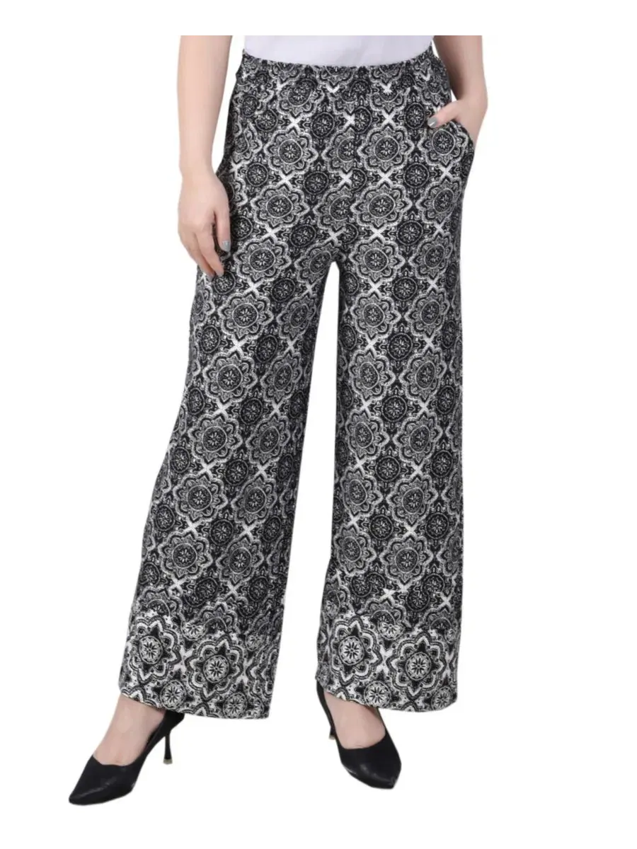 Брюки палаццо с широкой резинкой на талии NY Collection — изображение 1 из 4, черный