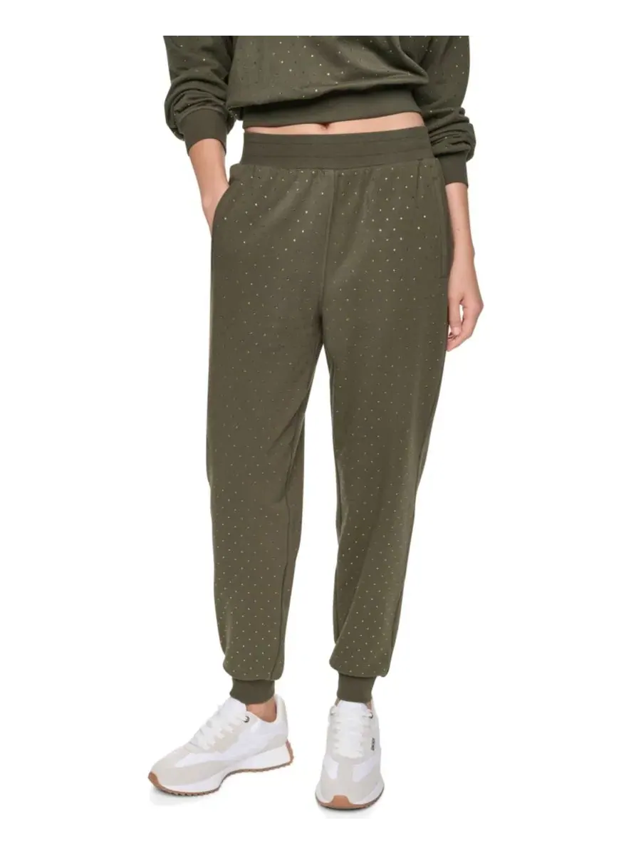 Женские джоггеры с высокой посадкой и стразами DKNY Jeans, Hemlock — изображение 1 из 5