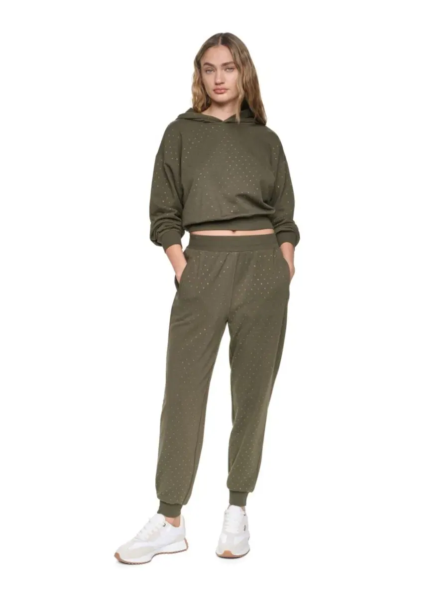 Женские джоггеры с высокой посадкой и стразами DKNY Jeans, Hemlock — изображение 2 из 5