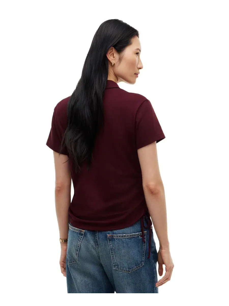 Женская футболка-поло с коротким рукавом и кулиской Tommy Hilfiger, Deep Burgu — изображение 4 из 4