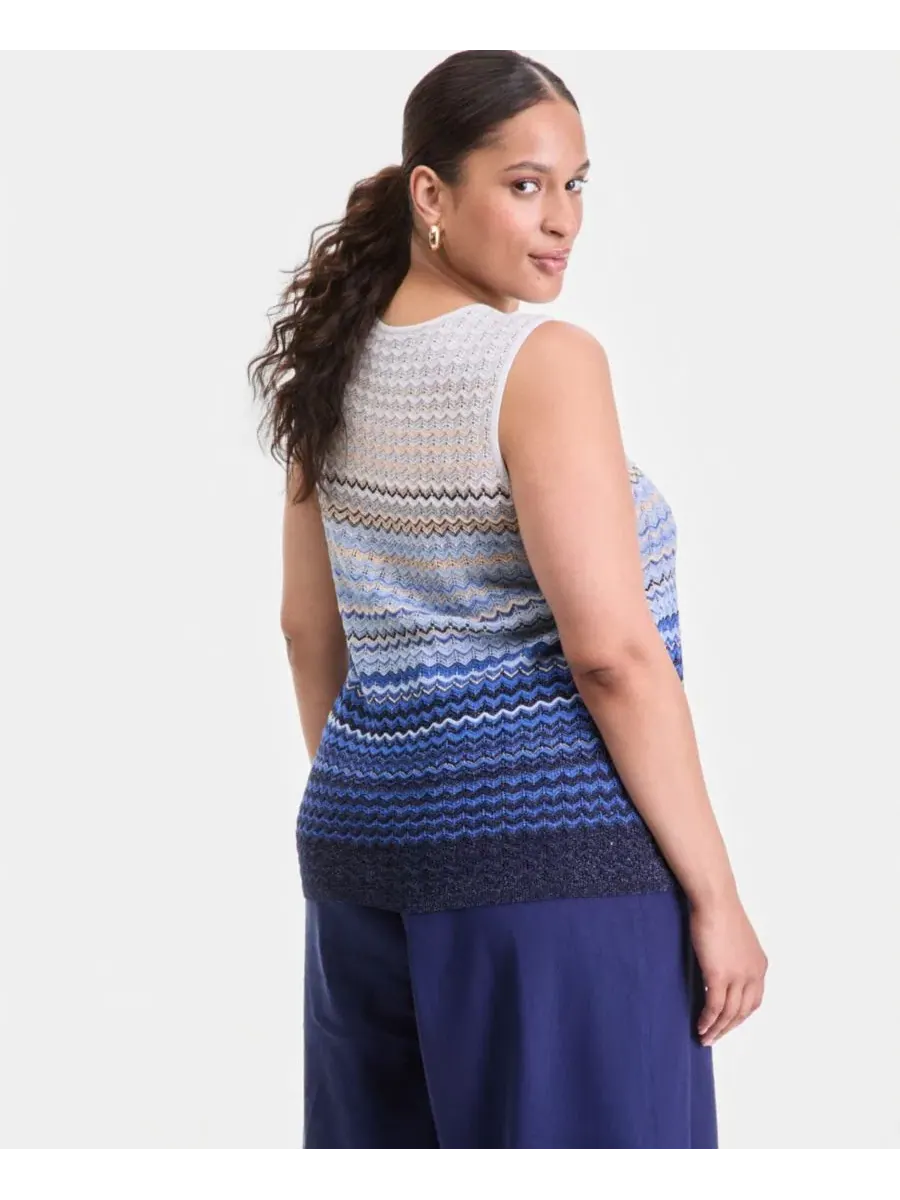 Свитер без рукавов с V-образным вырезом и омбре-дизайном, Plus Size I.N.C. International Concepts — изображение 4 из 4