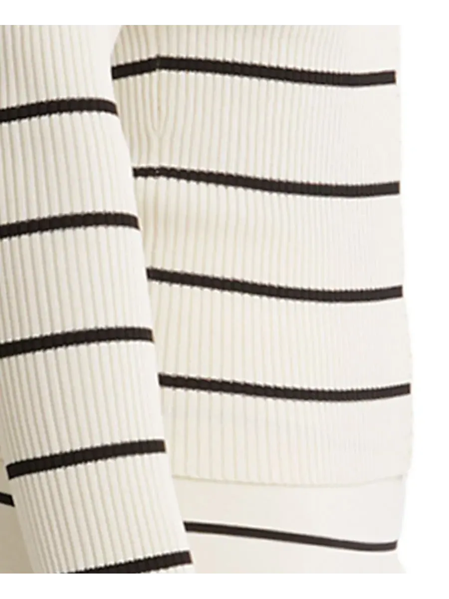 Топ с глубоким V-вырезом, с длинным рукавом, Lauralee Stripe Craft-Stitch REISS — изображение 5 из 6, слоновая кость черный