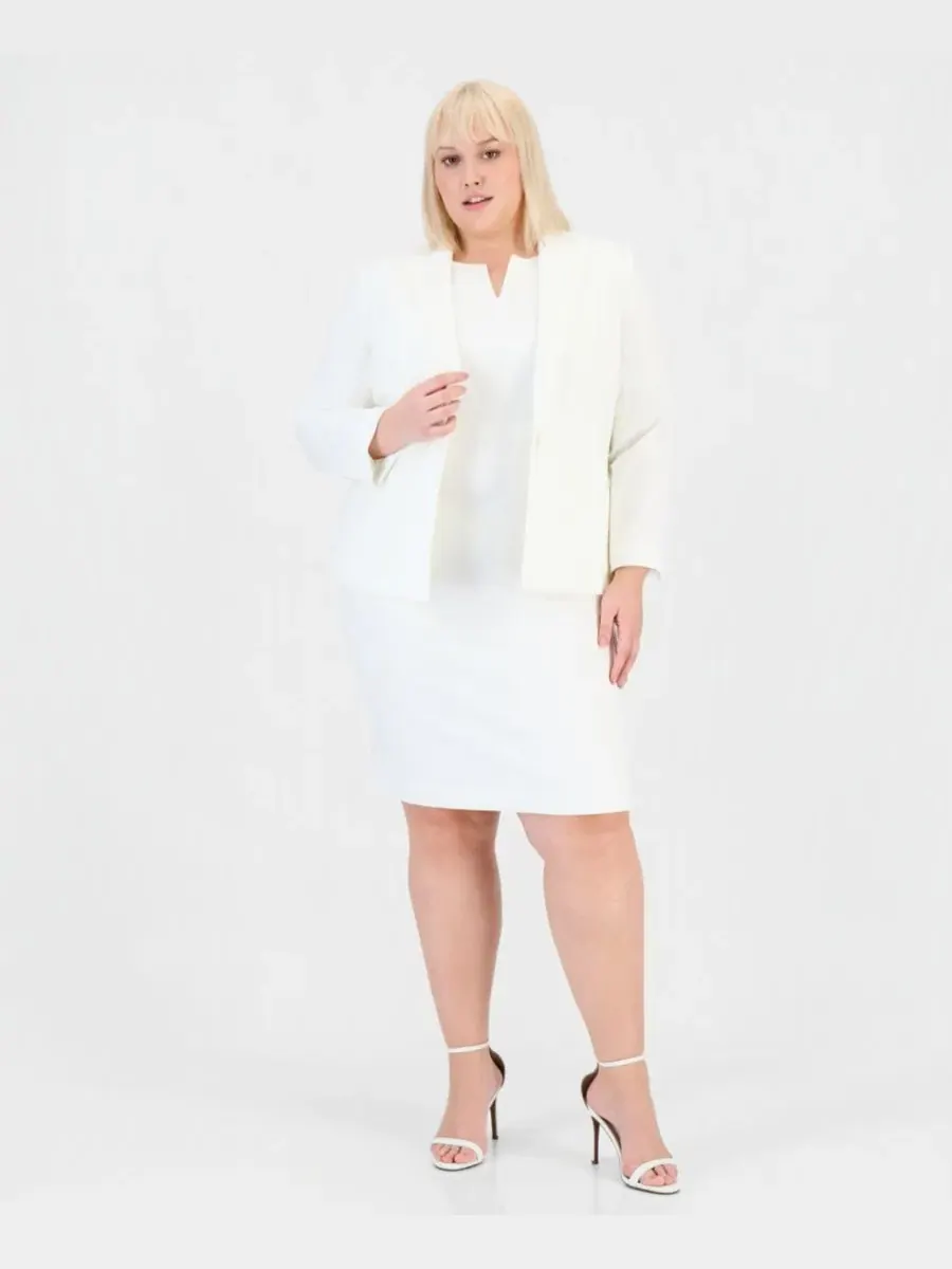 Костюм с блейзером и брюками, модель Plus Size Single-Button Blazer & Pants Kasper — изображение 2 из 5, ванильный
