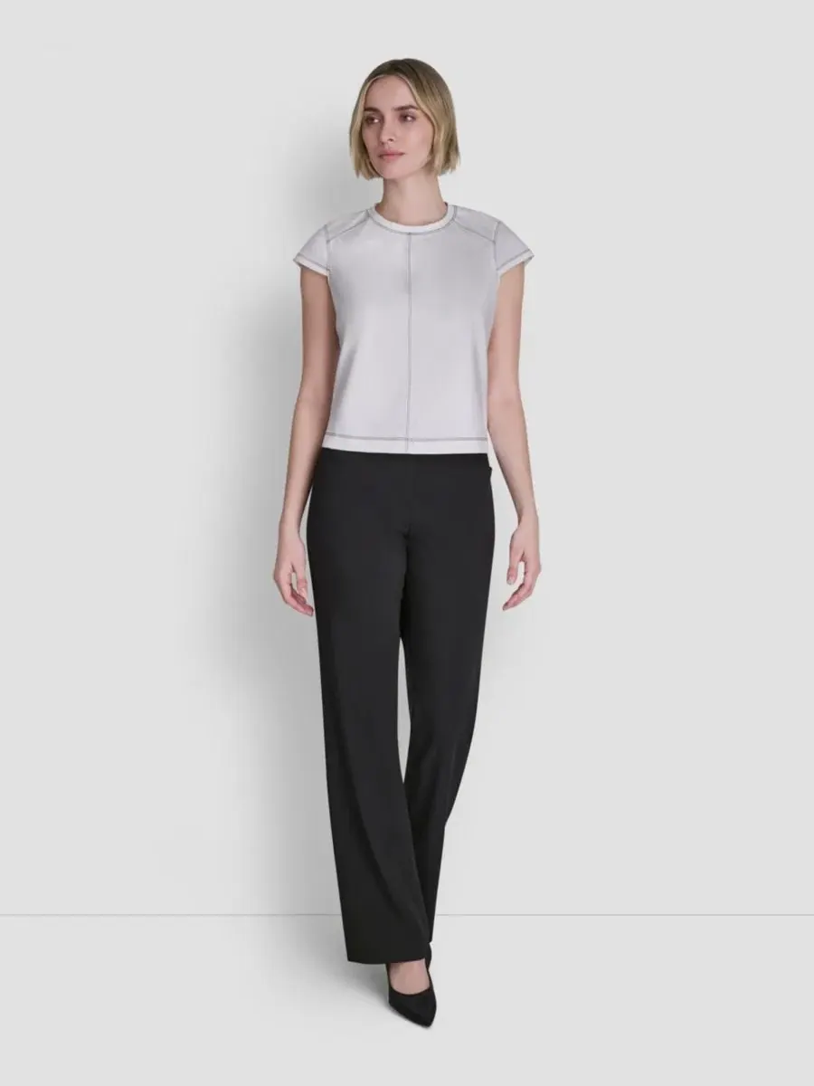 Топ с капюшоном и коротким рукавом City Ponte DKNY — изображение 4 из 5, слоновая кость/черный