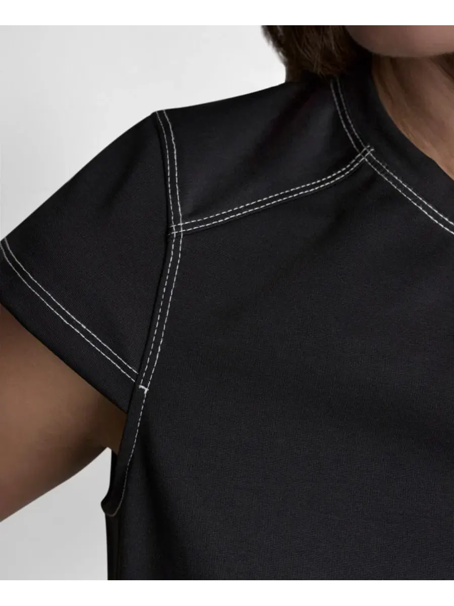 Топ с капюшоном и коротким рукавом City Ponte DKNY — изображение 4 из 7, черный/слоновая кость